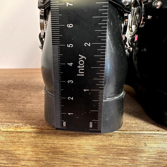 Michael Kors Fulton Harness Rain Boots Womens 6 Waterproof Logo Glossy Classic - Picture 9 of 11